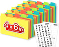 Chell 4x6 Plastic Index Card Dividers, Heavyweight Poly Index Card Guides A-Z for Flash Cards and Recipe Cards, with Alphabetical/Blank Stickers, Pack of 25