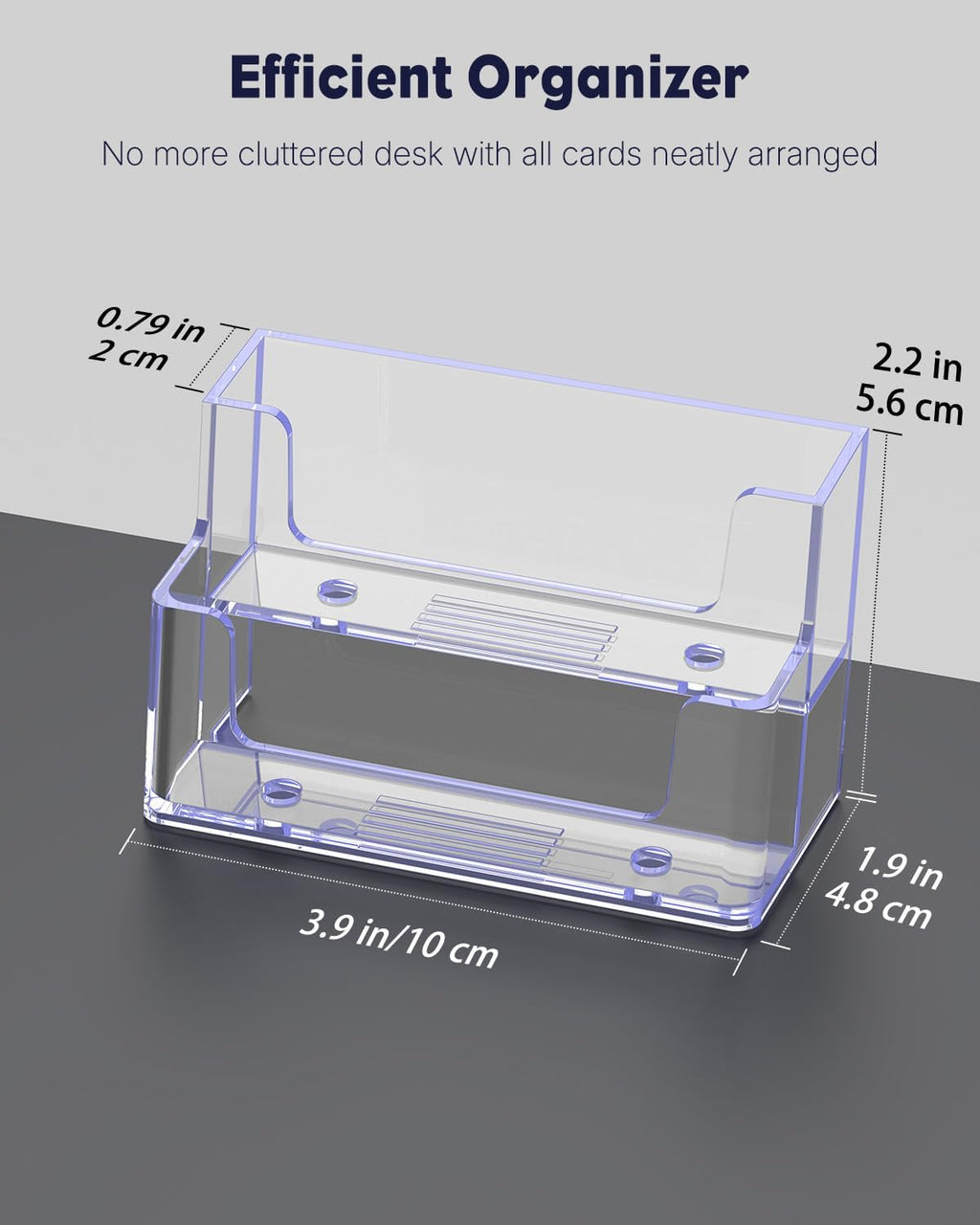 Uniclife 2 Pack Acrylic Business Card Holder for Desk 2 Slots Clear Business Card Display Stand for Men & Women Desktop Business Card Organizer Card Stand for Office Home Exhibition, 120 Card Capacity