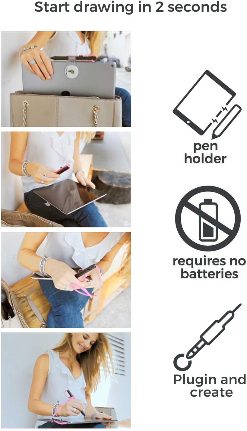 SonarPen: Pressure Sensitive Stylus Pen, with Palm Rejection and Shortcut Button. Battery-Less. Compatible with Apple iPad/iPhone/Android/Switch/Chromebook (Aqua Green)