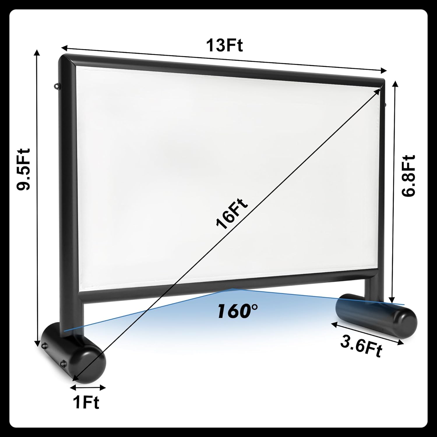 Inflatable Projector Screen, 16ft PVC Upgraded Inflatable Movie Screen Outdoor Airtight Design with 600W Air Pump for Outdoor/Indoor - Does Not Require Continuous Inflation