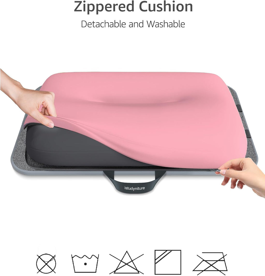 Lap Desk with Washable Cushion – Fits up to 17-In Laptops – Portable Laptop Desk & Stand – Bed desks & Tray for Writing, Reading, Working, Gaming on Bed, Couch, Floor – Istudyniture - Large, Rose Pink