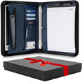 Portfolio Organizer - 3 Ring Binder with Notepad - 1.5 Inch Rings - Zippered Storage Pockets for Papers, Travel Documents, Presentation Folder, Cards, Passport, Tickets - Blue
