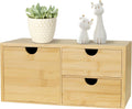 Bamboo Desk Organizer, Desktop Organizer with 3 Drawer, Tabletop Storage Organization Box for Bills, Countertop, Home Office Supplies