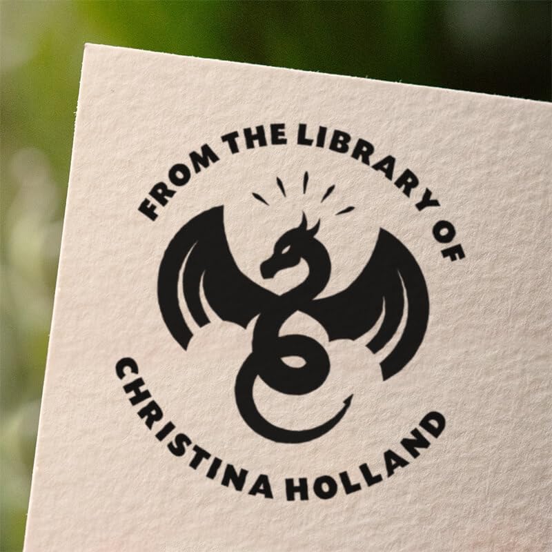 from The Library of Embossers & Stamps for Fantasy Book Readers | Custom Embosser | Custom Stamp | Ex Libris | Elevate Your Fantasy Collection of Stories and Novels (Design 5, Self-Inking Stamp)