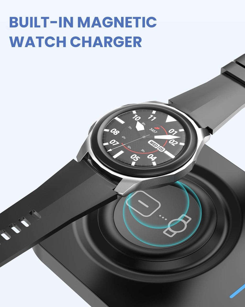 Wireless Charging Pad, 2 in 1 Wireless Charger for Samsung Galaxy S23/S22/S21/S20/S10/Note20/10, Galaxy Watch 5/4/3/, Active 2/1, Galaxy Buds 2/+/Pro/Live, Portable Flat Charging Pad for Travel