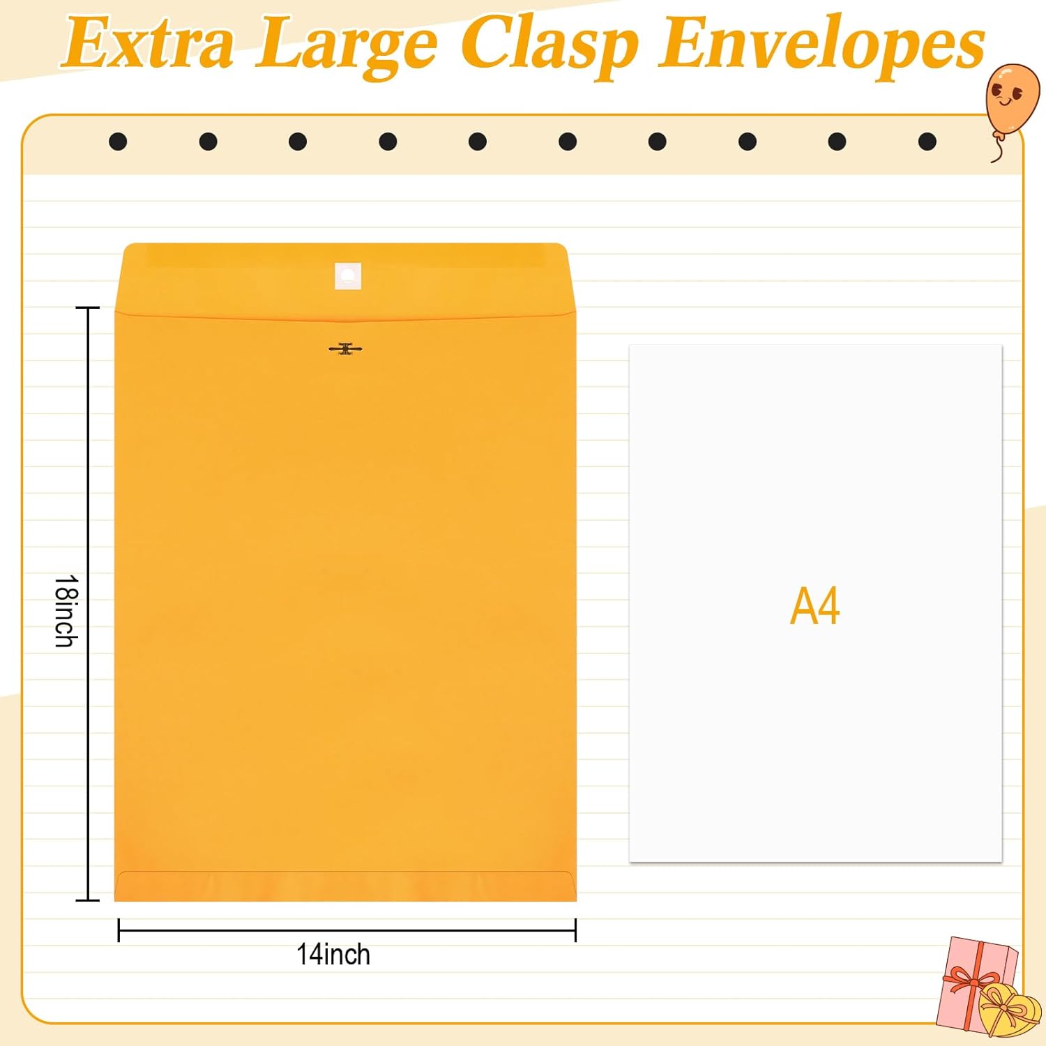 50 Pcs 14 x 18 Inch Extra Large Mailing Clasp Envelopes Jumbo Kraft Catalog Manila Envelope with Clasp Closure for Oversized Big Documents Office Home Business Legal School Storing Mailing