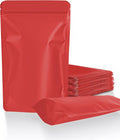 100 Pack Resealable Stand Up Bags,Smell Proof Pouch Sealable Foil Pouch Bags for Packaging (Red, 4" x 6")
