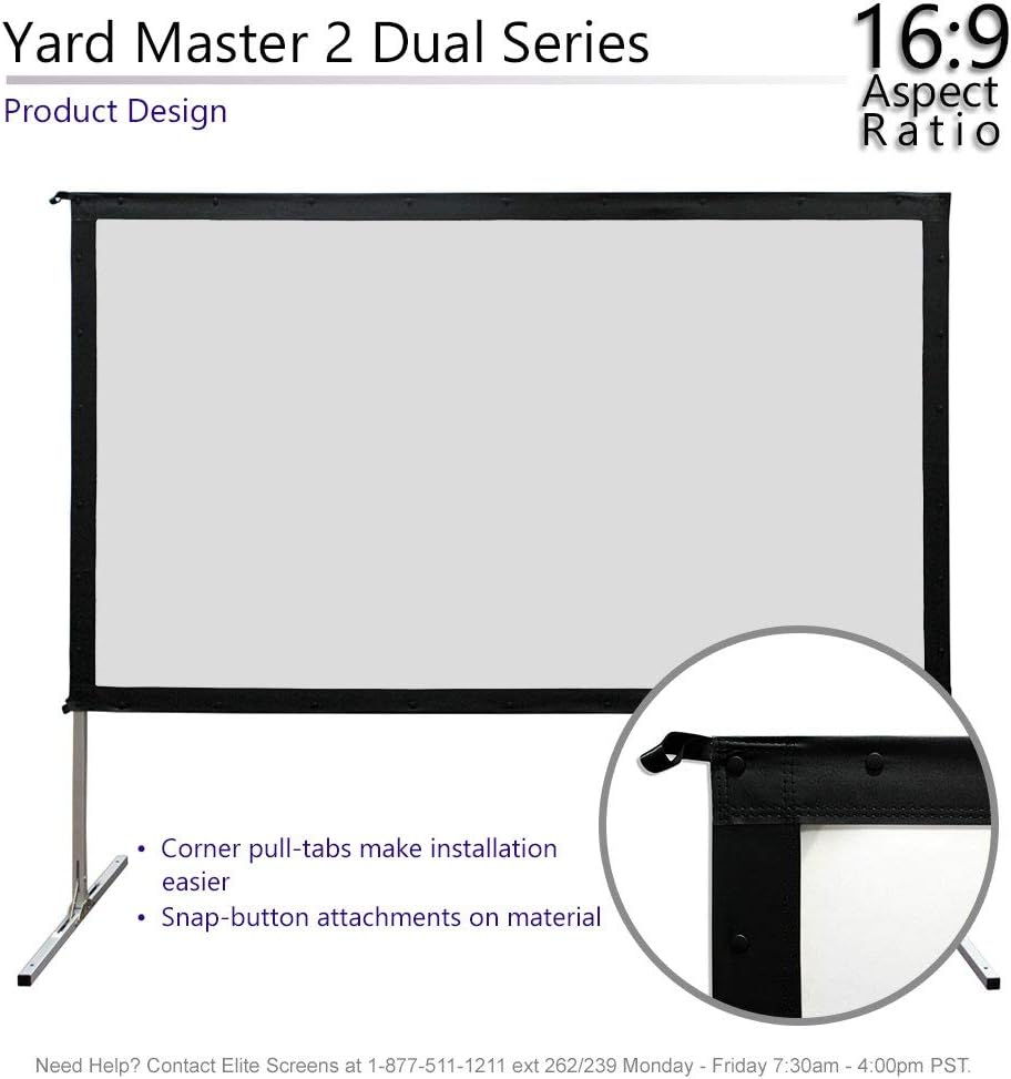 Elite Screens Yard Master 2 DUAL Projector Screen, 120-INCH 16:9, Front and Rear 4K/8K Ultra HD, Active 3D, HDR Ready Indoor and Outdoor Projection, OMS120H2-Dual |US Based Company 2-YEAR WARRANTY