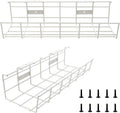 Under Desk Cable Tray - 2 Pack Cable Raceway for Wire Management. Metal Wire Organizer for Office, Studio and Home. Super Sturdy Cord Organizer for Desk - White Cable Management Under Desks