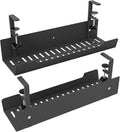 VIDOR Desk Cable Management Tray, Under Desk Cable Organizer, 17 inch Steel, Easy Install, Black, 2Pcs