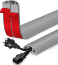 Floor Cord Cover for Wires on Floor Self Adhesive Cord Hider Floor Cable Management Wire Covers for Cords Protector Prevent Cable Trips Cord Cavity W 0.47" x H 0.27", Gray, 3.3Ft