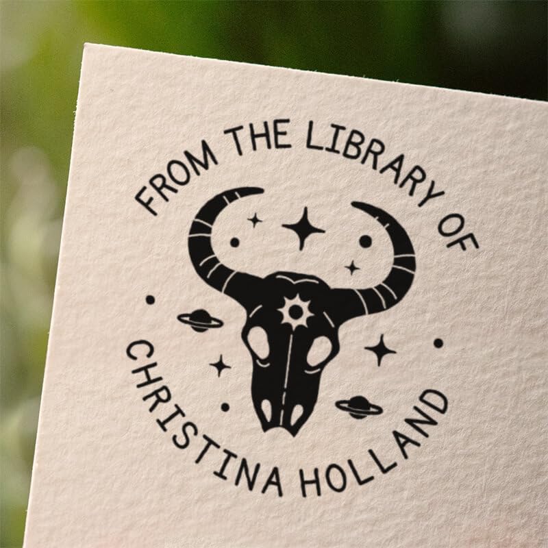 from The Library of Embossers & Stamps for Fantasy Book Readers | Custom Embosser | Custom Stamp | Ex Libris | Elevate Your Fantasy Collection of Stories and Novels (Design 4, Self-Inking Stamp)