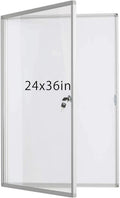 Lockable Dry Erase Board 36x24 Inches Enclosed Bulletin Boards White Board Frame Display Case,with Magnets,for School Message Notice Whiteboard (White Board)