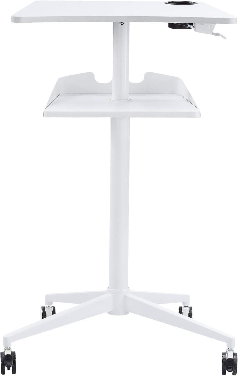 Safco 1944WH VUM Pneumatic Height-Adjustable Stand-Up Mobile Laptop Computer Workstation, Mobile Computer Cart, 22.875" D x 30.75" W x 48.25" H