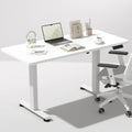 Veken 47.2 Inch Electric Standing Desk, Height Adjustable Sit Stand Up, Wood Desktop, Work Home Office Computer PC Desks, Gaming Writing Study Bedroom Rising Table, Tall Standup Workstation, White