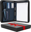 Padfolio Binder - Professional Faux Leather Travel Organizer Pouch for Tablet, Documents, Presentation Folders, Zipper Closure, Notepad - Blue