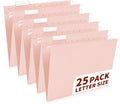 25-Pack Pink Hanging File Folders, Letter Size (8.5" x 11") with 1/5-Cut Tabs,25 Transparent Label Cards & 25 Sticker Labelsfor Home & Office Organization
