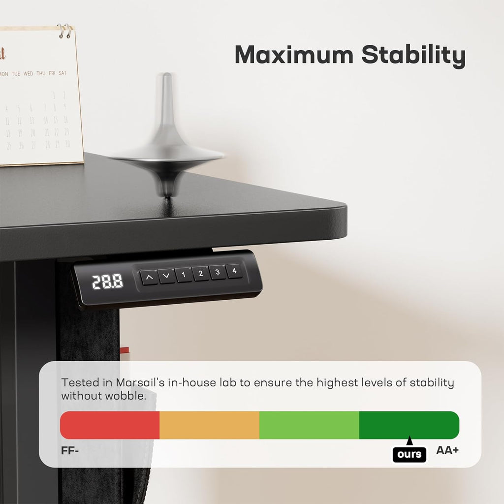 Marsail 55x24 Electric Standing Desk - Adjustable Height Computer Desk with Memory Presets, Storage Bag & Cable Management for Home Office & Gaming Workstations