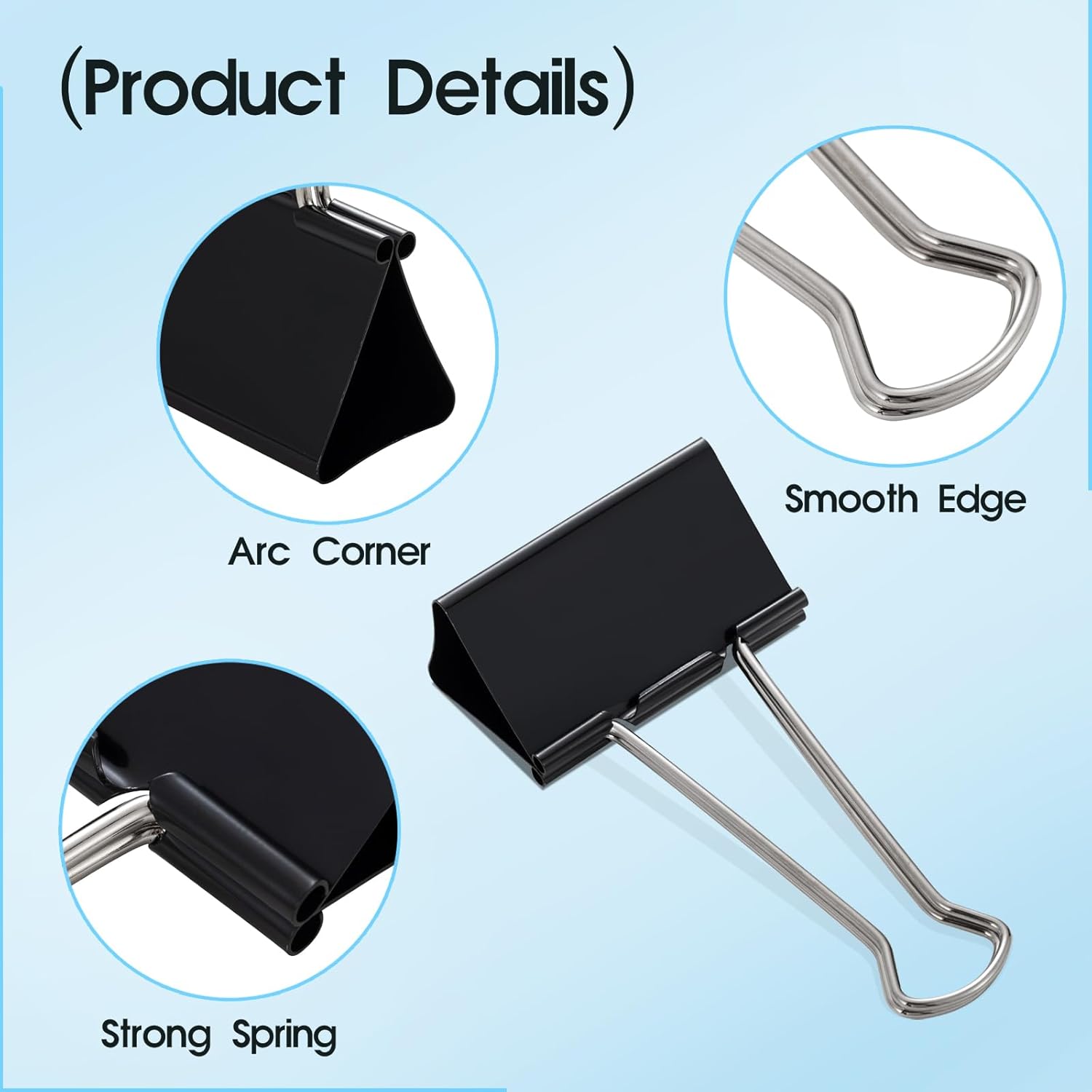 Jumbo Binder Clips 3 Inch, Black, Binder Clips Extra Large Heavy Duty for Office Supplies (36)