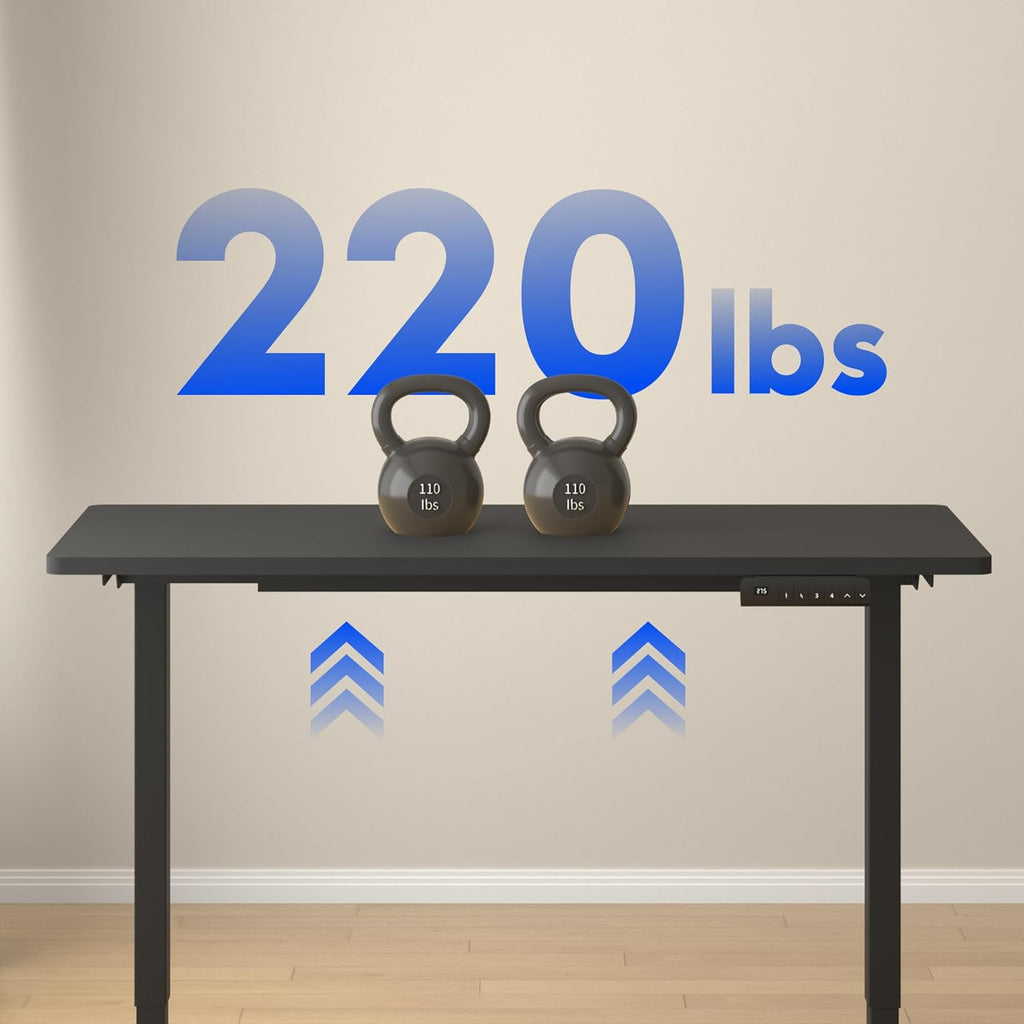 FLEXISPOT E3 Dual Motor Electric Standing Desk 55x28 Inch Whole-Piece Board Height Adjustable Desk Electric Sit Stand Desk (Black Frame + Black Desktop, 2 Packages)