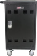 32 Device Charging Cart with Combination Lock, Laptop and Tablet Mobile Charging Cabinet for Up to 16.3" Devices with Cord Management, Desktop Charging and Storage Locker for Classroom or Office.Black