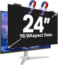 Magnetic 24 Inch Privacy Screen for Computer Monitor 16:9 Aspect Ratio, Hanging Removable Anti-Blue/Glare Protector Film, Anti Spy Desktop Security Private Filter 24in