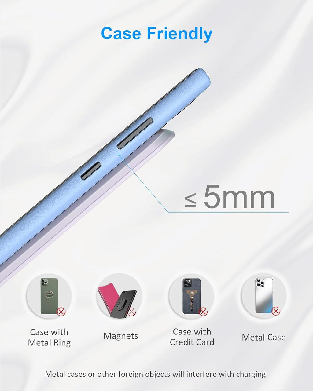 NANAMI Wireless Charger for Samsung and iPhone - 10W Fast Qi-Certified Induction Charger Stand for Galaxy S24/S23/S22/S21/S20/Note 20/10, Wireless Charging Stand for iPhone 17/17 Air/16/15/14/13/12