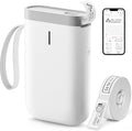 DEEPIN Label Maker Machine Portable Bluetooth Label Maker with Tape, Thermal Label Printer Multiple Templates for Phone, Mini Label Sticker Printer for Business Office Organization (White)