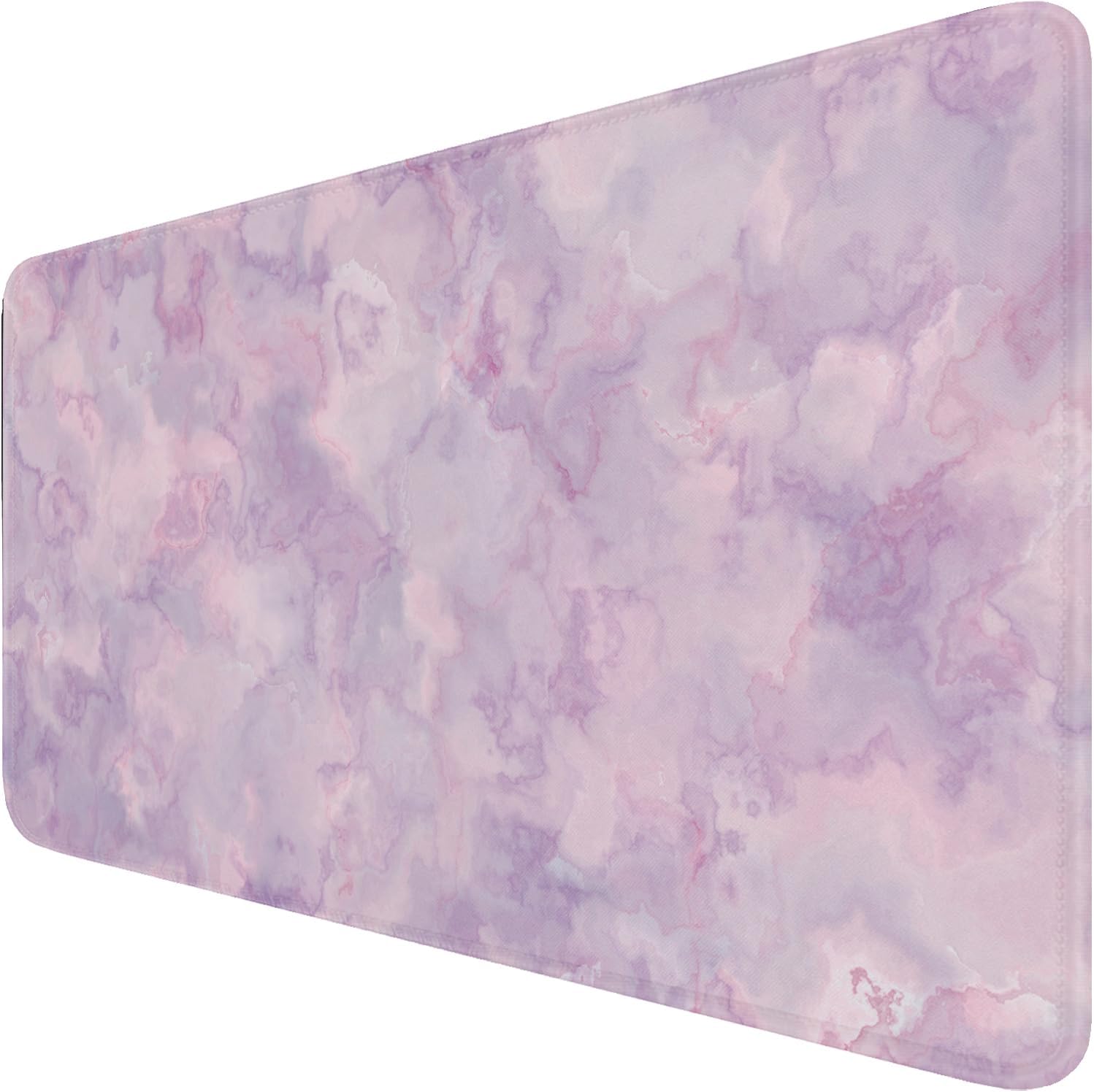 Large Extended Gaming Mouse Pad with Stitched Edges, (31.5X15.7In) Durable Non-Slip Natural Rubber Base, Waterproof Computer Keyboard Pad Mat for Esports Pros/Gamer/Desktop/Office/Home, Marble Purple