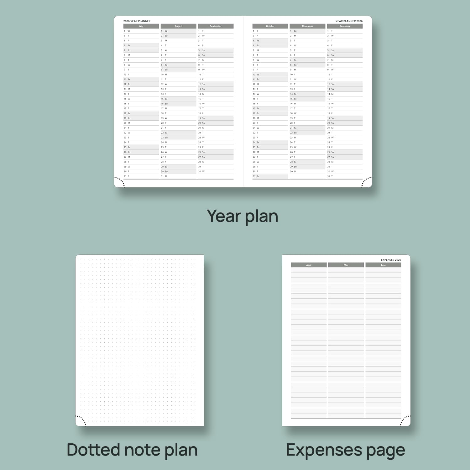 POPRUN Planner 2025-2026 (Medium - 6.5'' x 8.5'') Academic Weekly Calendar (July 2025 - June 2026) with Hourly Time Slots, Monthly Tabs, 100GSM Thick Papers, Leather Soft Cover - Grey