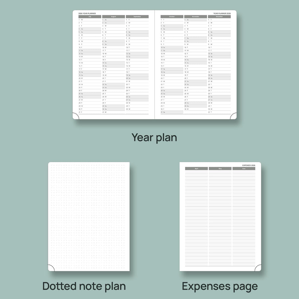 POPRUN Planner 2025-2026 (Medium - 6.5'' x 8.5'') Academic Weekly Calendar (July 2025 - June 2026) with Hourly Time Slots, Monthly Tabs, 100GSM Thick Papers, Leather Soft Cover - Purple