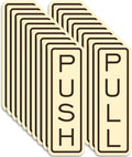 All Quality Classic Vertical Push Pull Door Signs - Great for Glass Doors | Professional Looking Signs | Easy Installation Includes Double-Sided Foam Adhesive Tape (Ivory/Brown) - Small (10 Pack)