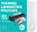 Binditek 400 Pack 3 Mil Thermal Laminating Pouches, 9x11.5 Inches Laminating Sheets, for Letter Size, Ultra Clear, Glossy, Hold 8.5x11 Inches, Heat Seal, School Office Supplies