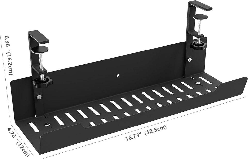 VIDOR Desk Cable Management Tray, Under Desk Cable Organizer, 17 inch Steel, Easy Install, Black, 2Pcs