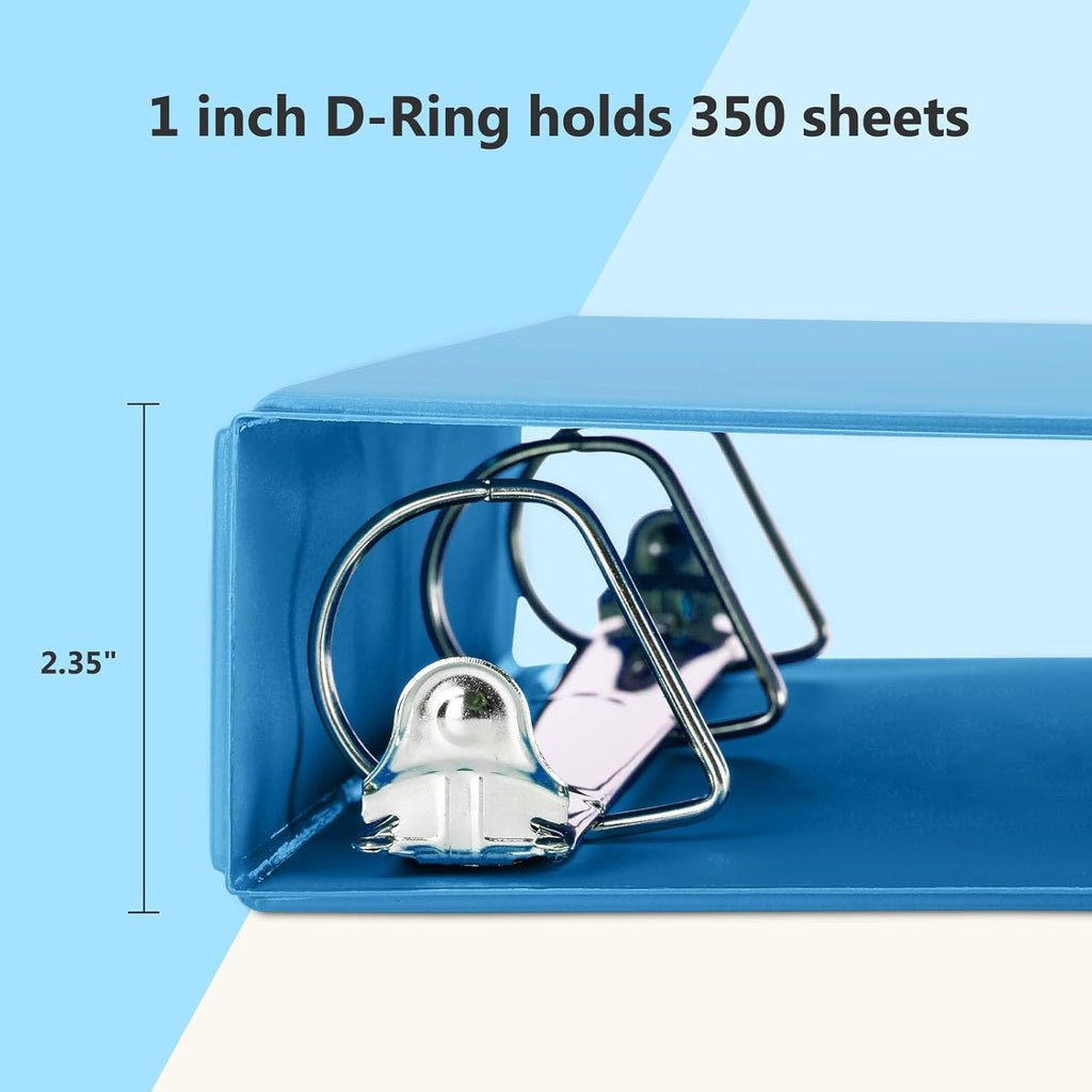 ViVin Sturdy 1.5 Inch 3 Ring Binder with Pockets, Slant-D Ring, PVC-Free, Customizable Clear View Binder,Holds 350 Sheets of 8.5" x 11" Paper, 6 Pack (Light Blue)