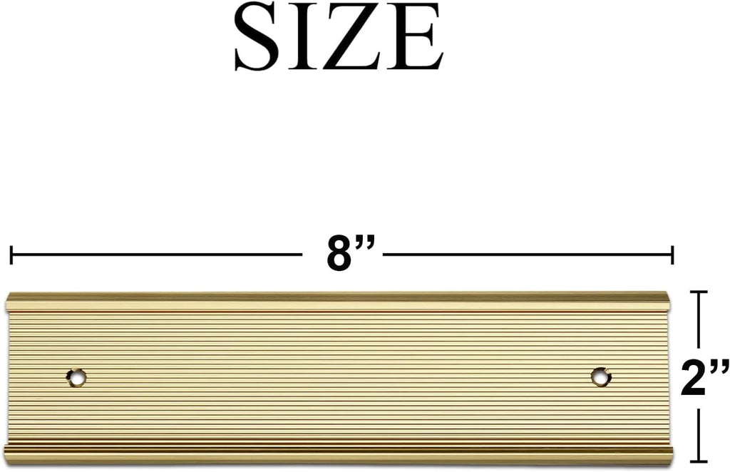 10 Pack Aluminum Name Plate Holders for Door or Wall, 2” x 8” Office Wall Mount Name Plate Holder with Textured Design and Double Sided Tape, for Office, Business, Meeting Room (Gold)