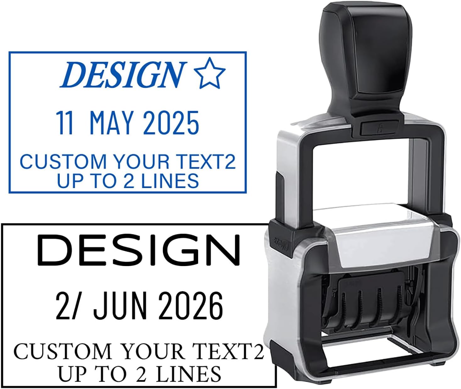 Custom Date Stamp with Personalized Text, Professional Self Inking - 4 Sizes 5 Color Inks Refill, for Paid Received Entered Stamper