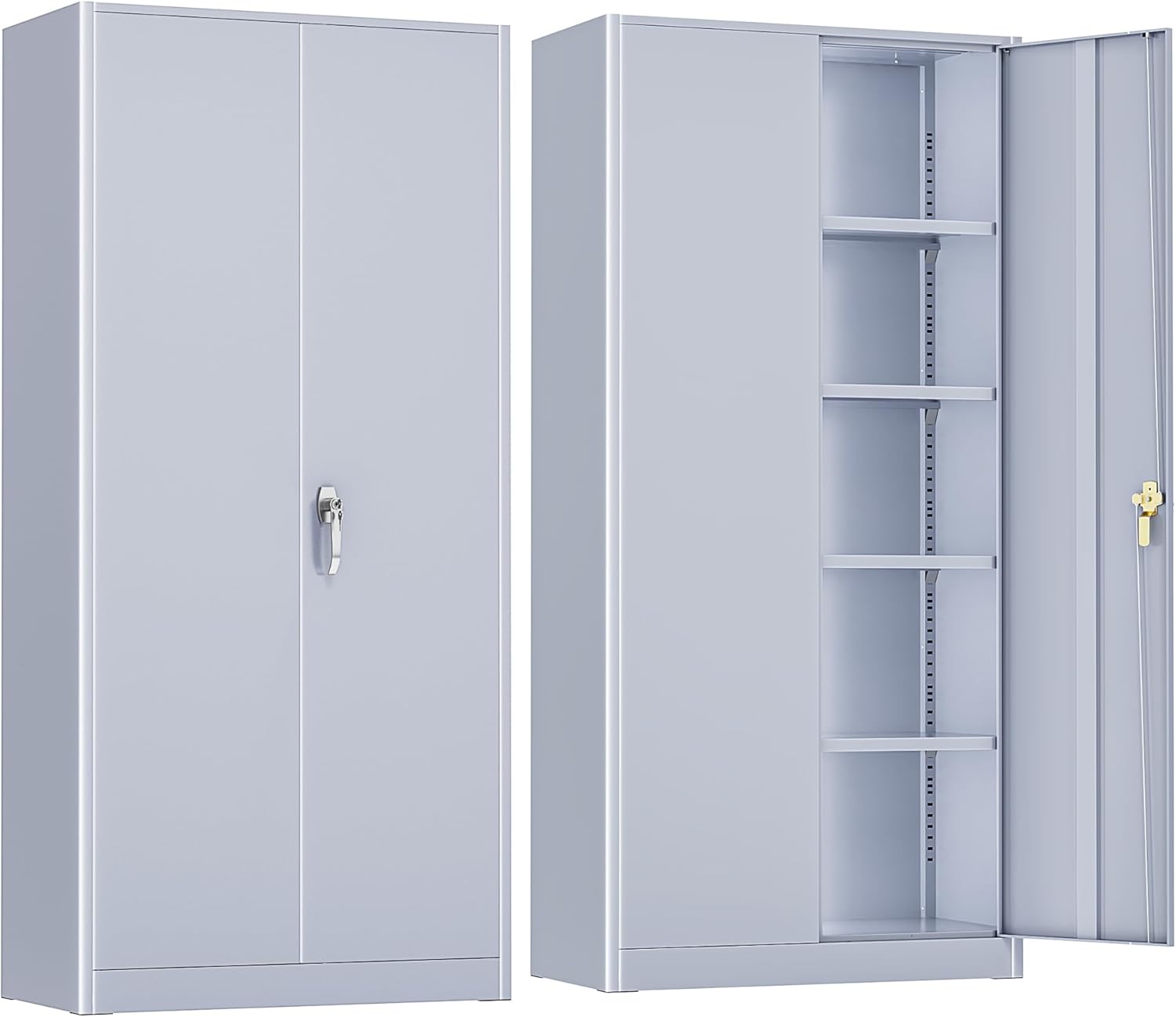 SUNCROWN 72" Metal Storage Cabinet - Heavy-Duty Metal Garage Cabinet with 4 Adjustable Shelves & 2 Doors for Tools, Office, Home, Workshop,Cement Grey-Small