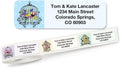 Birdcages Rolled Personalized Return Address Mailing Labels with Dispense, Set of 250, 5 Designs, Small ¾ x 2½ Inch Size, Custom Self-Adhesive Sticker Roll, by Colorful Images