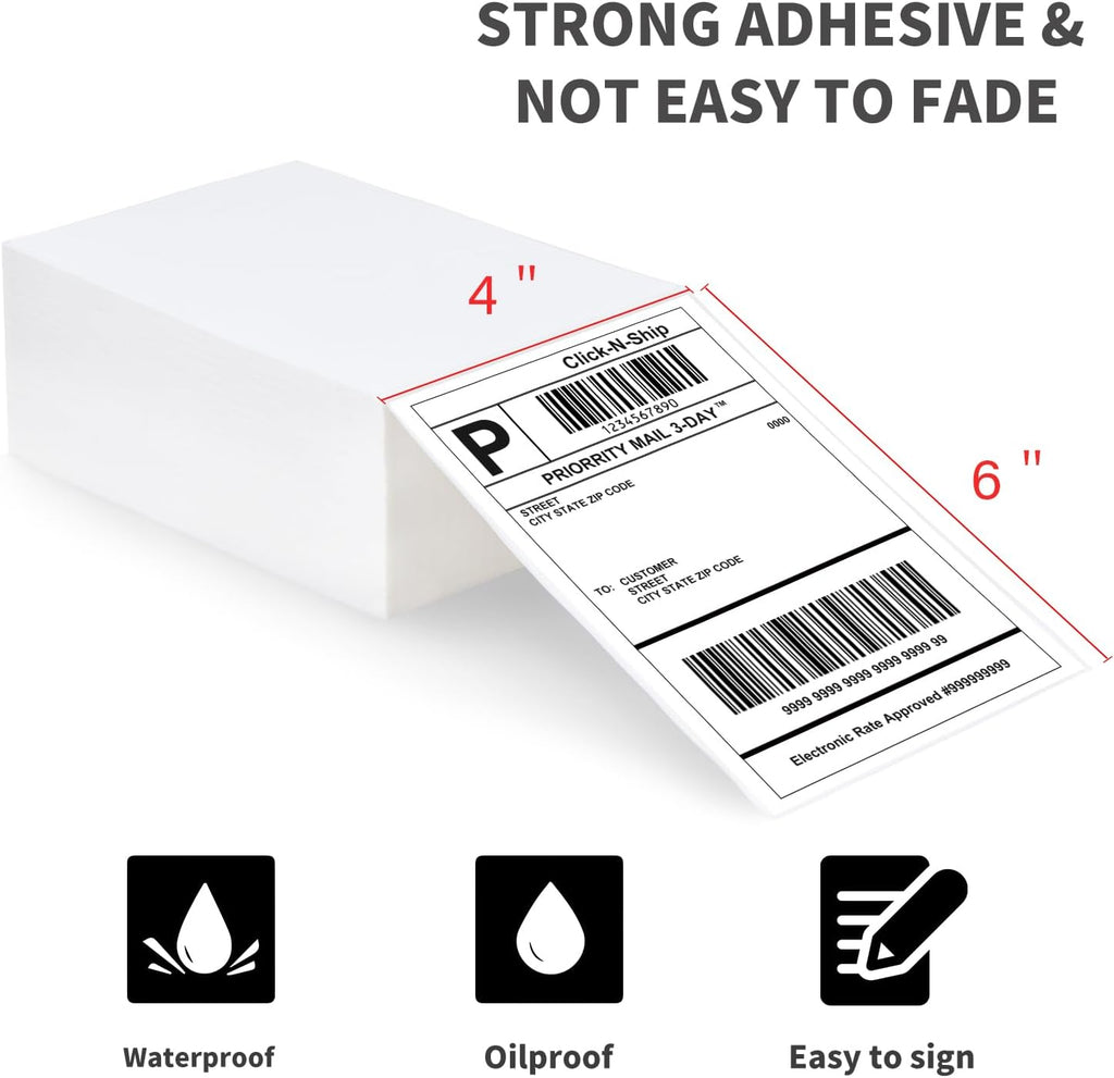 L LIKED 4x6 Direct Thermal Labels, 500pcs Perforated Fanfold, Compatible Zebra & Rollo Printers