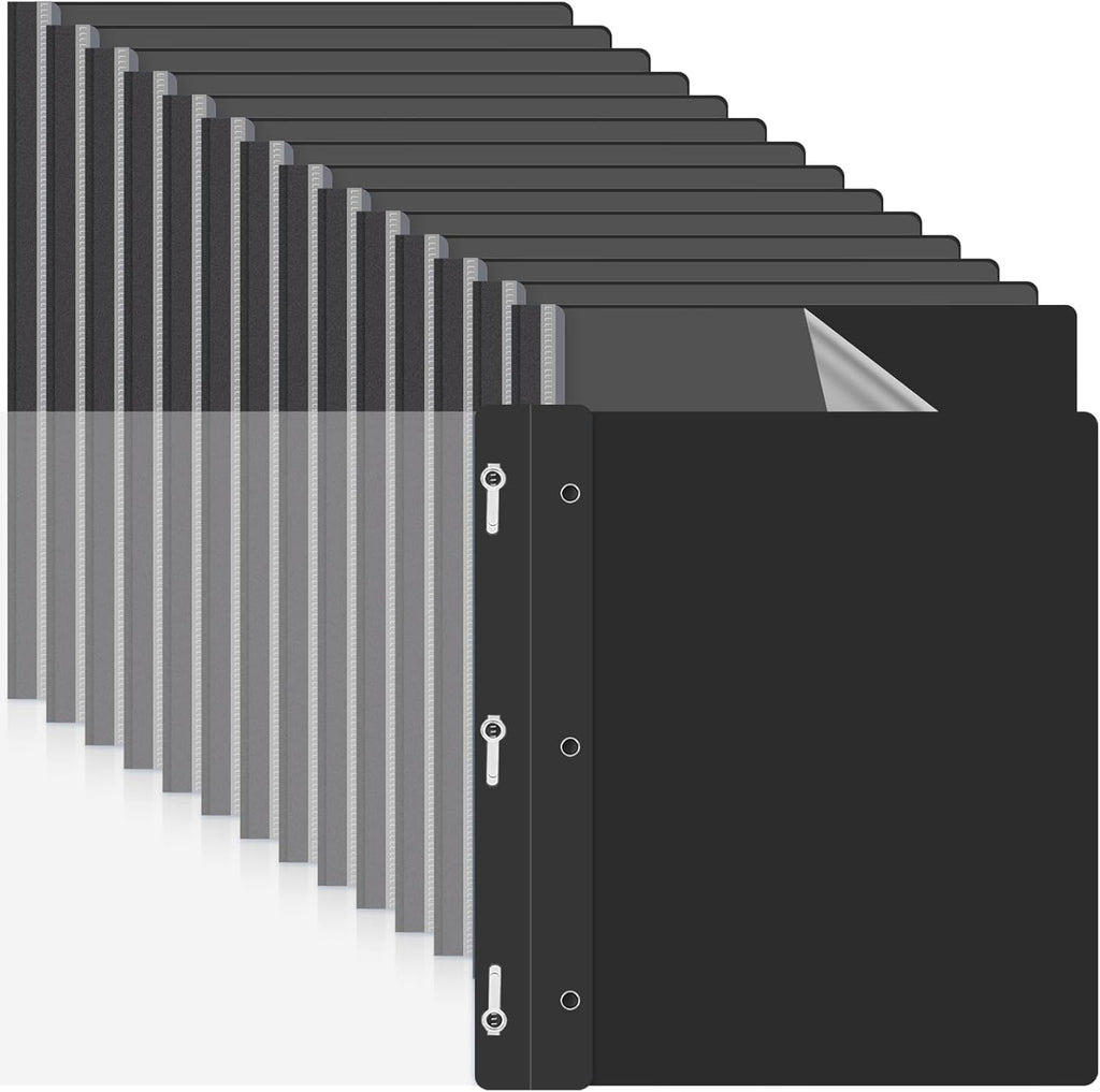 Teling 150 Pcs Plastic Report Covers with 3 Prong Clear Front Resume Folder Business Report Covers Bulk Presentation Folders Clear Front Report Folders for Documents, School, Office(Black)