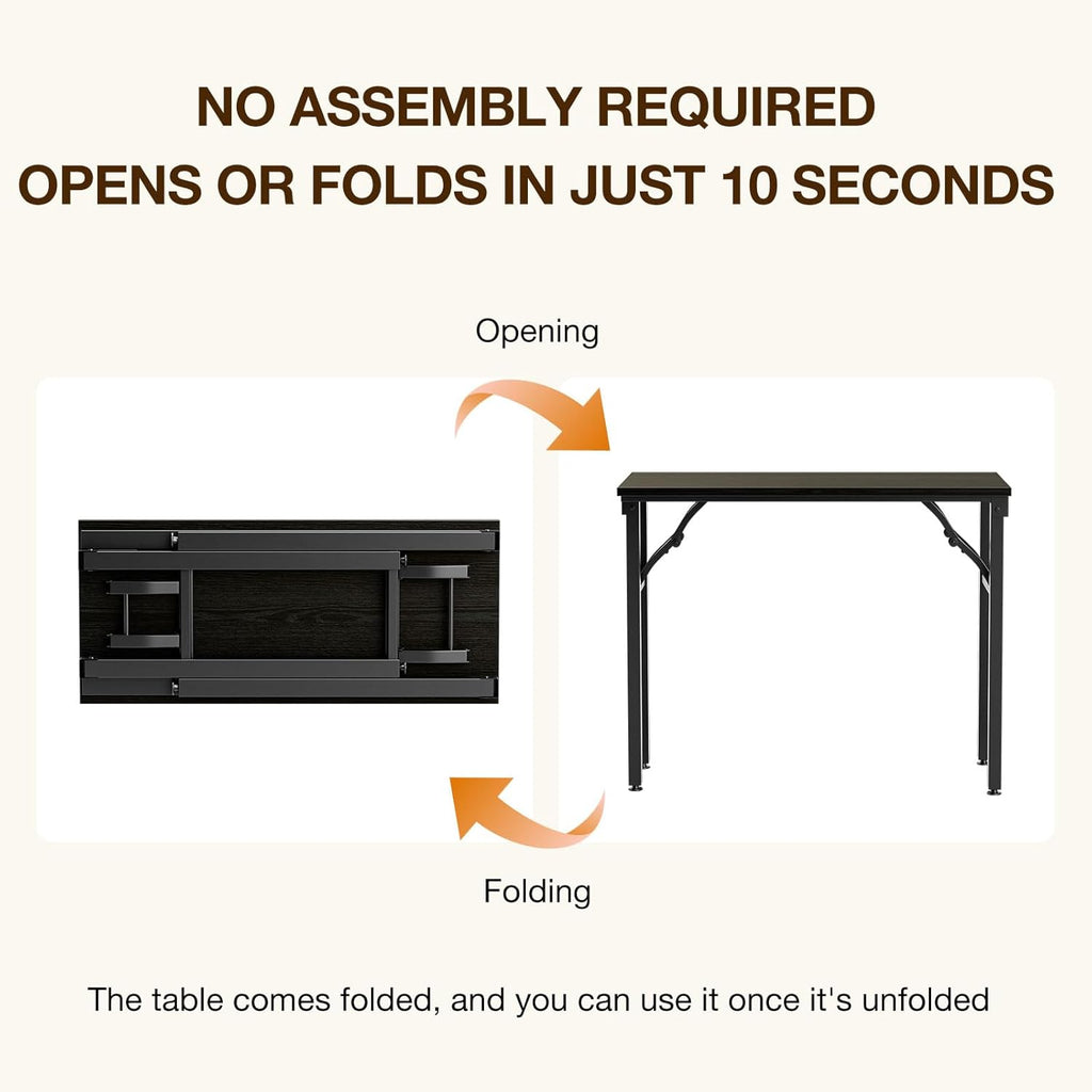 TEMI Small Computer Desk Folding Table - 35.8" Foldable Office Desk, No Assembly, Perfect for Small Spaces in Bedroom, or Apartment, Portable Mini Desk or Study Table Compact Design, Dark Oak