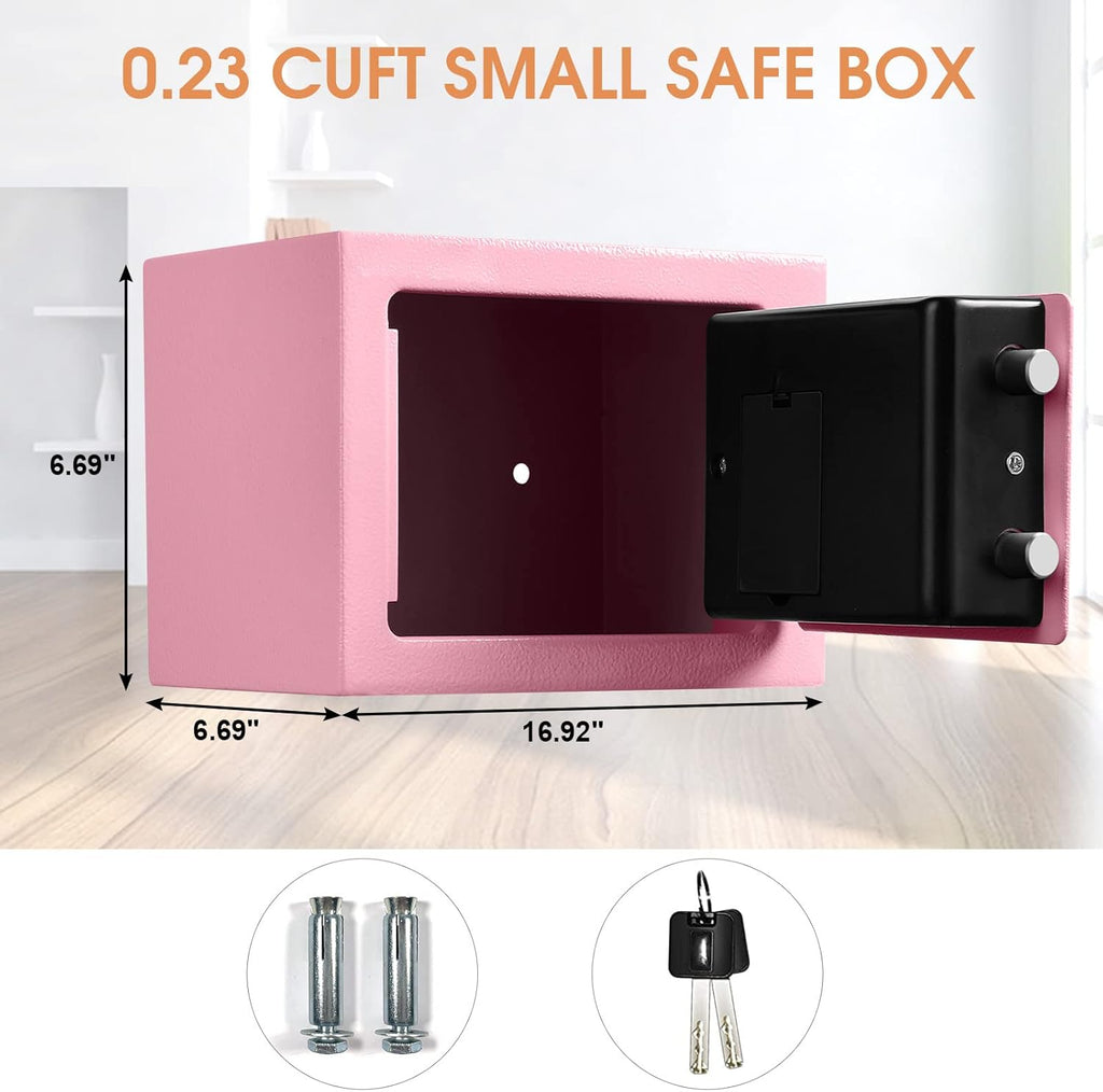 Small Mini Fire Safe Box for Home, 0.3 Cubic Feet Medication Lock Box, Security Money Safes with Digital Keypad, Spare Keys, Personal Safes for Money, Jewelry, ID Documents