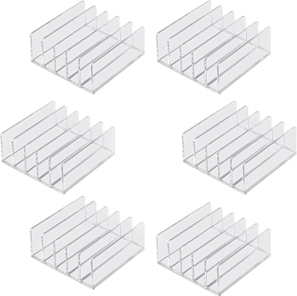 6Pack Acrylic Mail Organizer for Sorting Mail, Business Card, 5Slot Acrylic Mail Sorter for Desktop Shelf, Clear Bill Money Divider for Cash Envelope, Desk Organizer, Home and Office Use