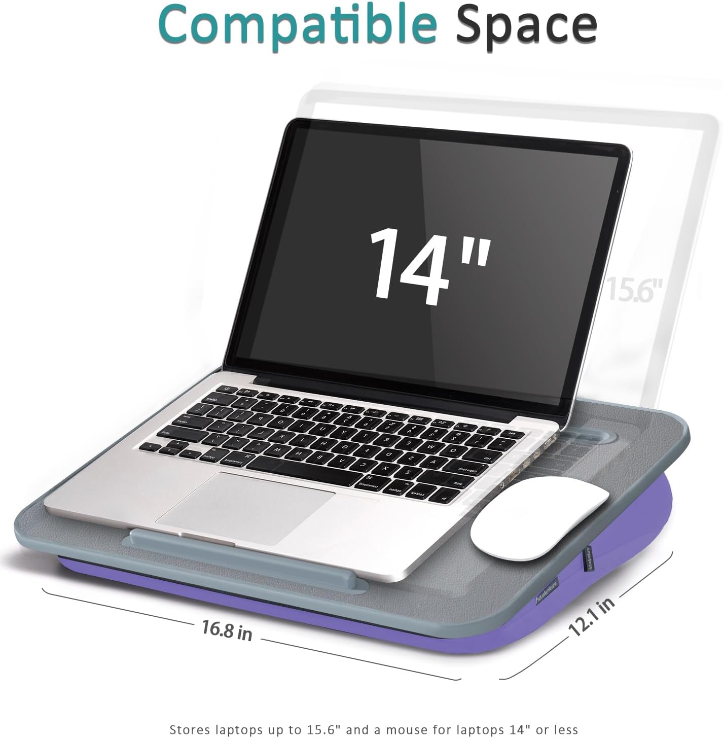 Lap Desk with Washable Cushion – Fits up to 15.6-Inch Laptops – Portable Laptop Desk & Stand – Bed desks & Tray for Writing, Reading, Working, Gaming on Bed, Couch, Floor – Istudyniture-Small, Purple
