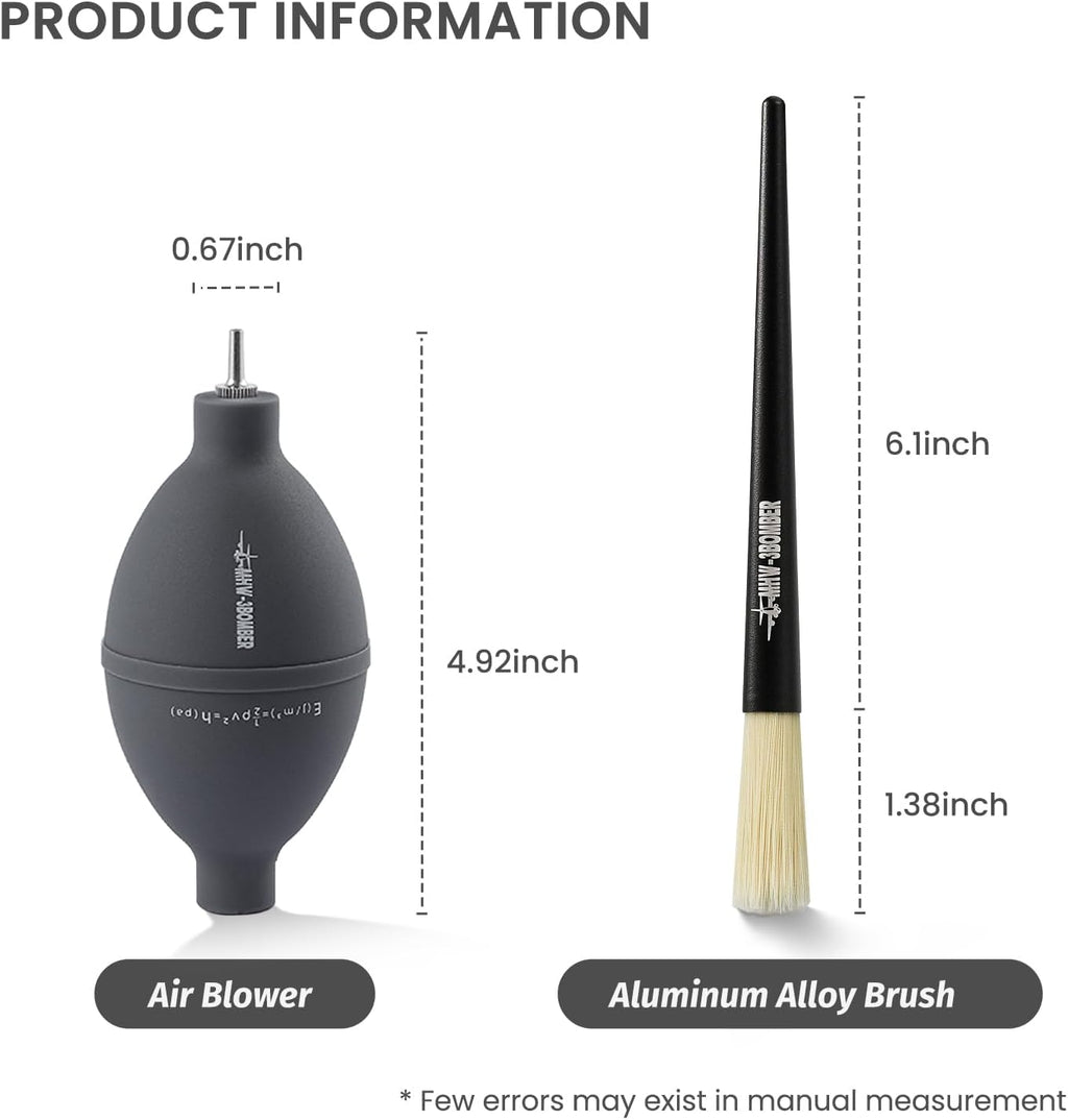 MHW-3BOMBER Coffee Grinder Air Blower and Espresso Cleaning Brush Set, Slim Kitchen Brush, PVC Air Duster and Aluminum Alloy Brush Kit for Grinder, Lens, Keyboard, Coffee Powder Cleaning Tool CS7089