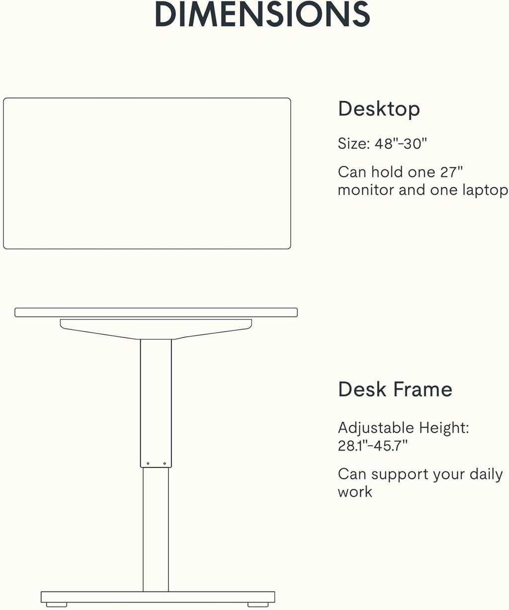 FLEXISPOT EN1 Whole-Piece Standing Desk 48" x 30" Electric Height Adjustable Stand Up Desk Frame w/Automatic Smart Keypad (Black Frame + Maple Top, 2 Packages)