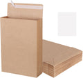 25 Pack 9.4" x 13.2" Large Kraft Expandable Catalog Envelopes, Self Seal Manilla Envelopes Mailing for Documents, Magazines, Photos (Extra labels for Use)