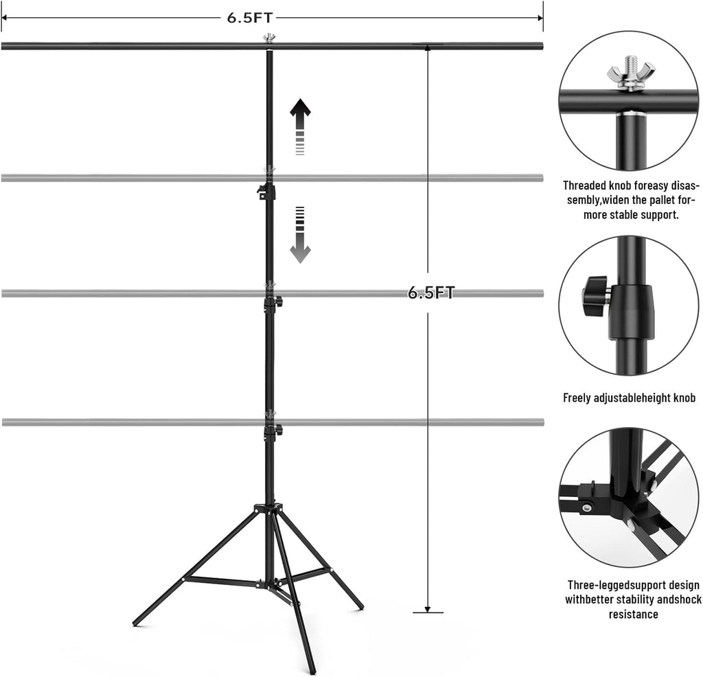 Green Screen Backdrop with Stand Kit, 6.5 X 10 Ft Green Screen, 6.5 X 6.5 Ft Backdrop Stand with Carrying Bag and 6 Clamps for Photography Studio,Streaming, Video conferences, Interviews, Chromakery