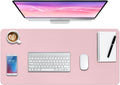 Boutilon Leather Desk Pad Protector,Non-Slip Mouse Pad,Laptop Desk Pad,Office Mouse Mat,Waterproof Leather Desk Blotter,Desk Writing Pad for Office and Home (XL-Light Pink,35.4"x 15.7")